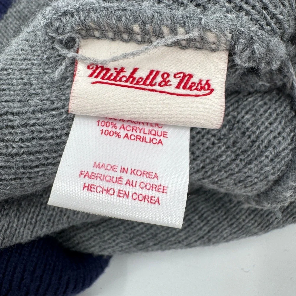 Mitchell Ness NBA Indiana‎ Pacers Knit Beanie Hat Pom Pom Gray Navy Yellow